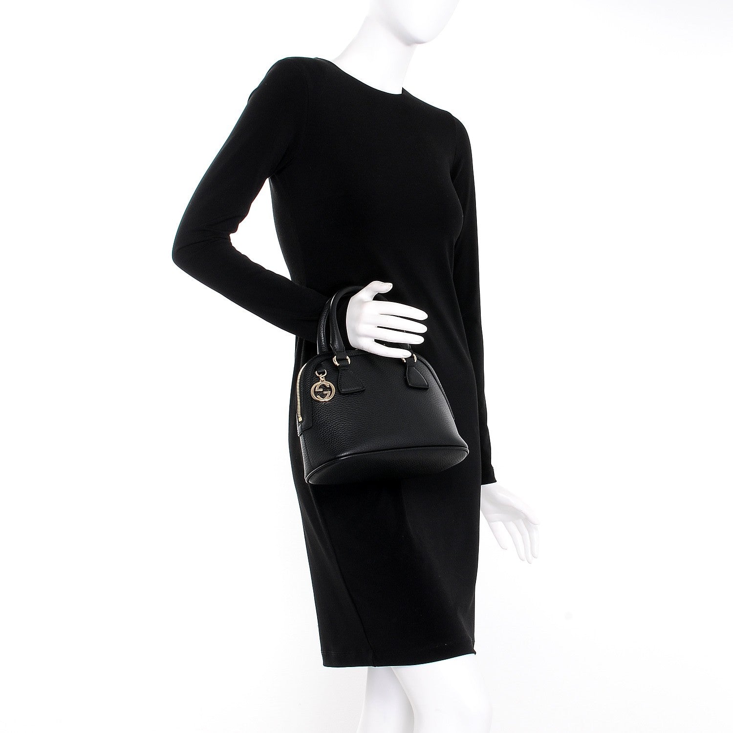 Gucci Dollar Calfskin Small GG Charm Dome Bag Black 3 of 8