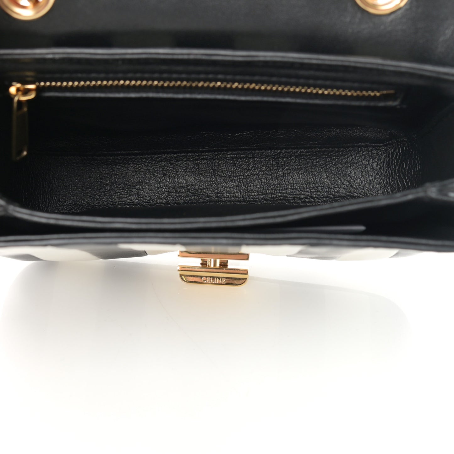 Shiny Calfskin Stripes Small C Bag Black