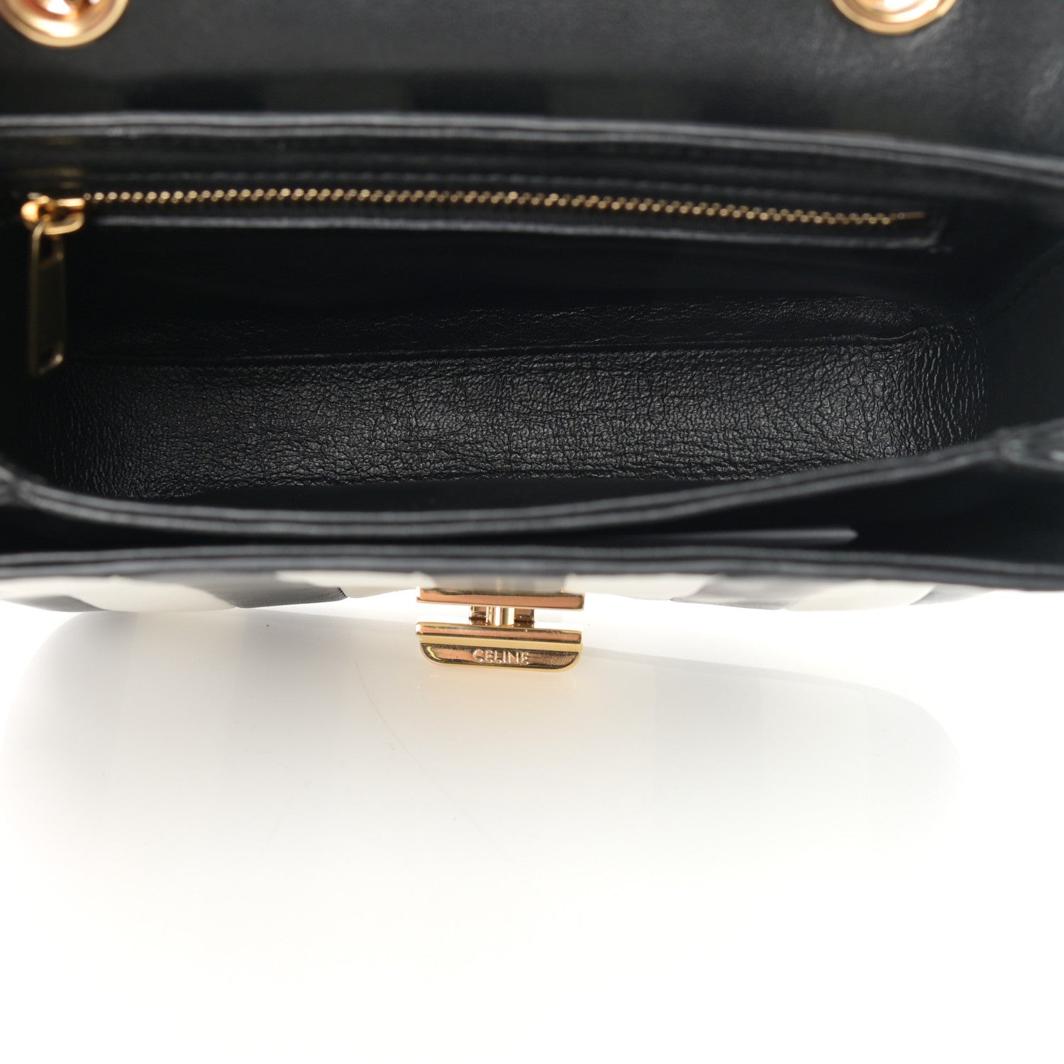 Celine Shiny Calfskin Stripes Small C Bag Black 5 of 13