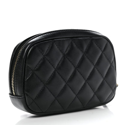 Chanel Lambskin Quilted Small Curvy Pouch Cosmetic Case Black 3 of 9