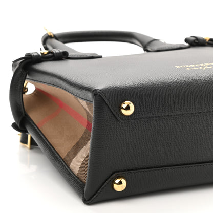 Burberry Derby Calfskin House Check Small Banner Tote Black 8 of 9