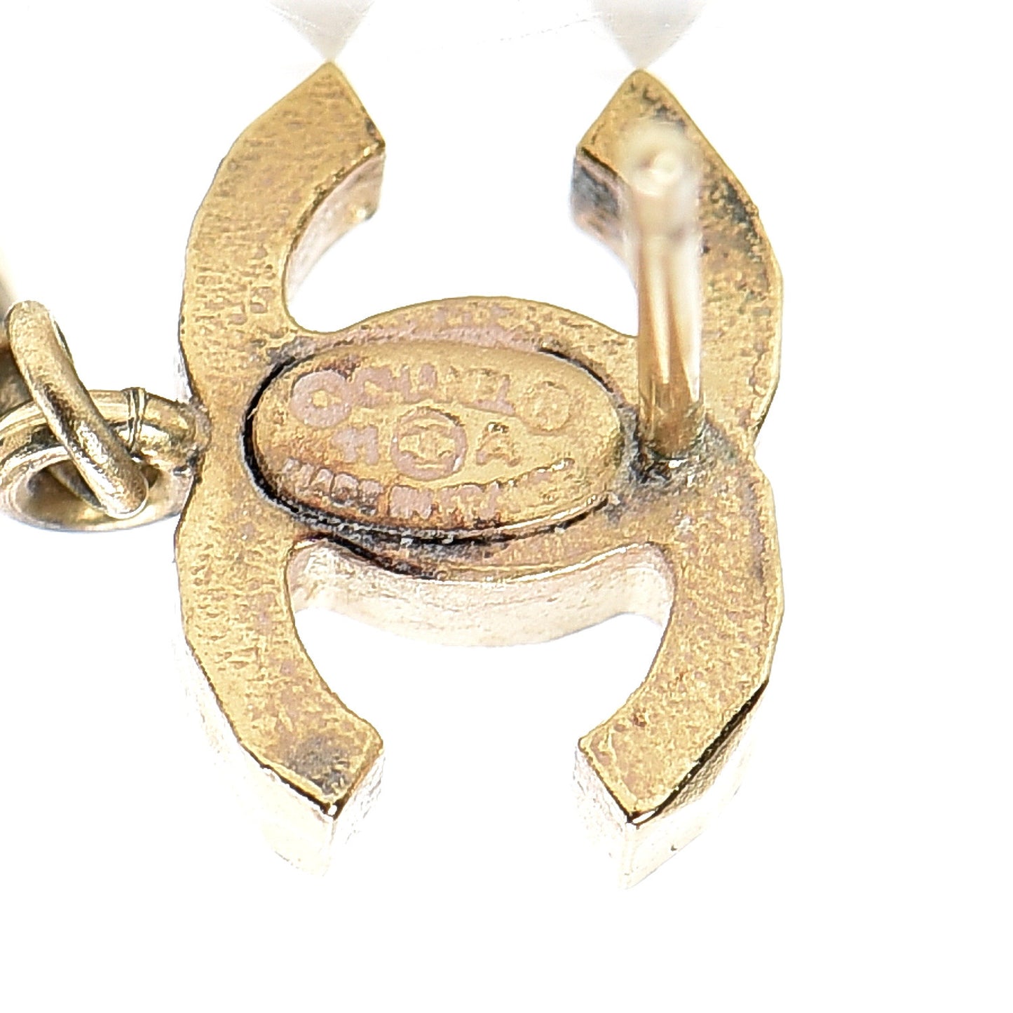 Pearl CC Drop Earrings Gold