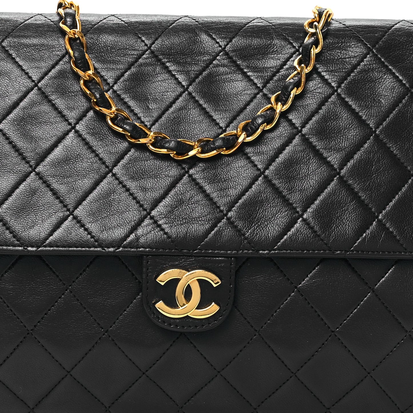 Lambskin Quilted Small Single Flap Black