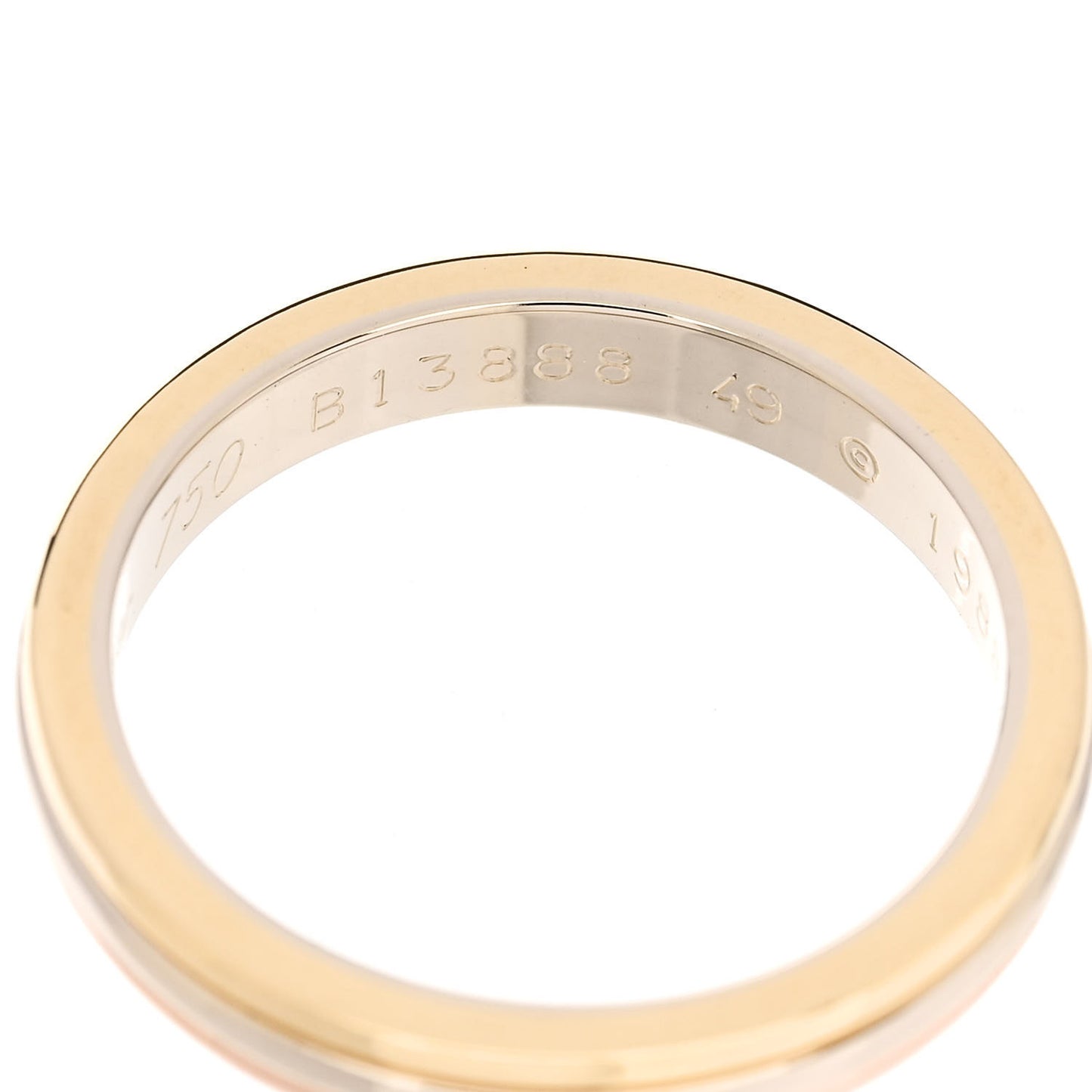 18K Pink White Yellow Gold 2.8mm Trinity Wedding Band Ring 49 4.75