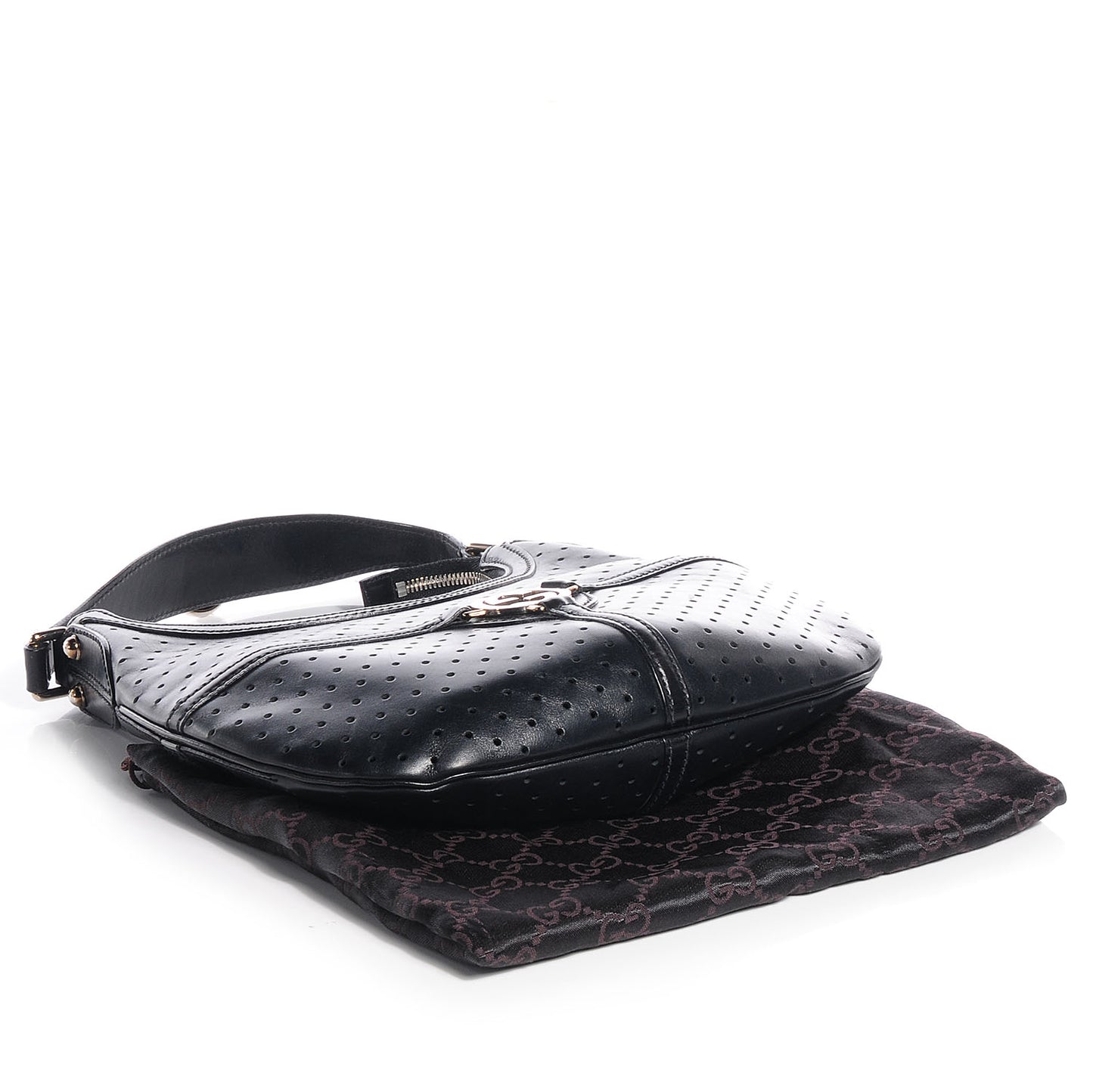 Perforated Leather Reins Hobo Black