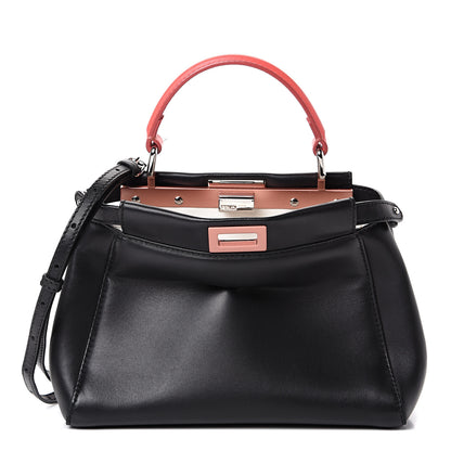 Fendi Nappa Colorblock Mini Peekaboo Iconic Satchel Black White Ecstasy 1 of 12