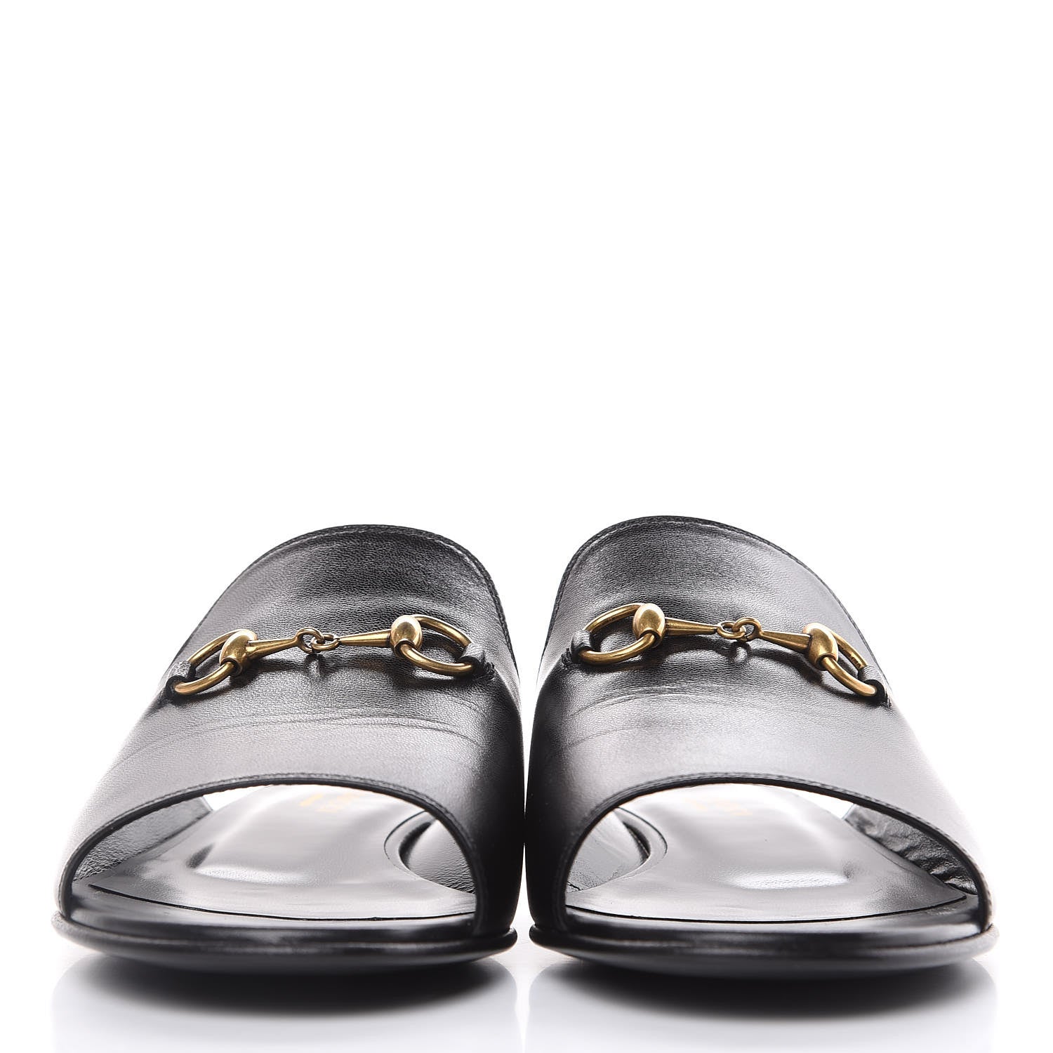 Gucci Malaga Kid Horsebit Slide Sandals 37.5 Black 2 of 11