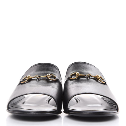 Gucci Malaga Kid Horsebit Slide Sandals 37.5 Black 2 of 11