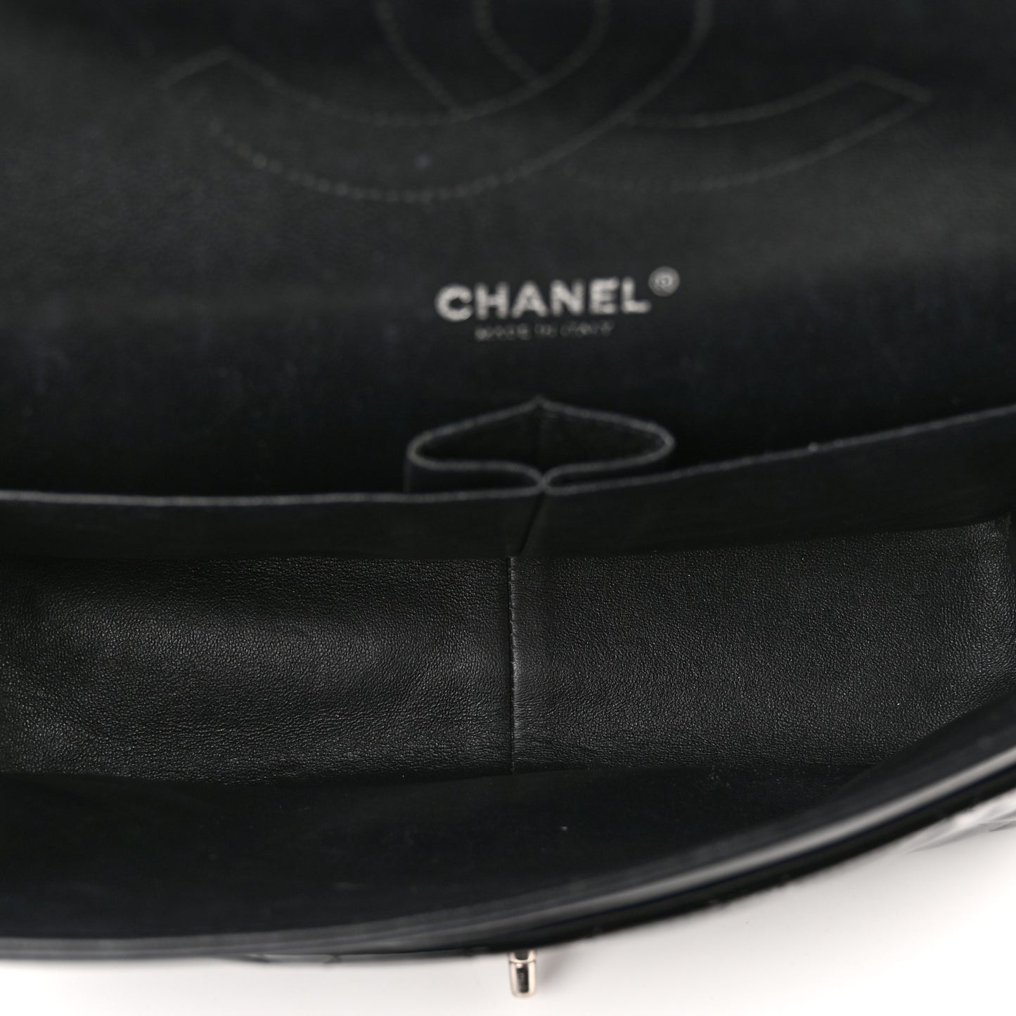Patent Quilted Jumbo Double Flap Black