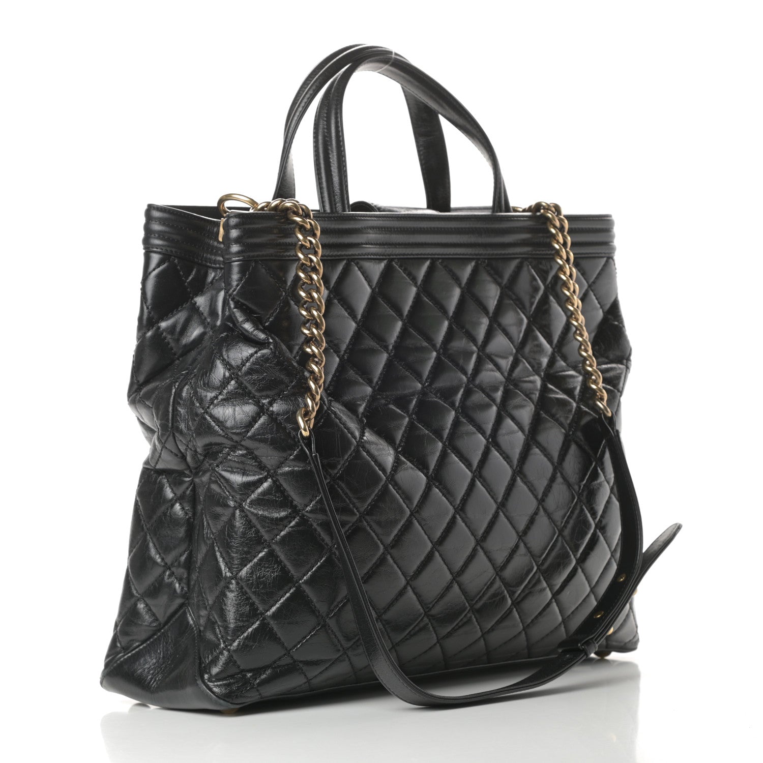 Chanel Glazed Calfskin Quilted Large Boy Tote Black 3 of 16