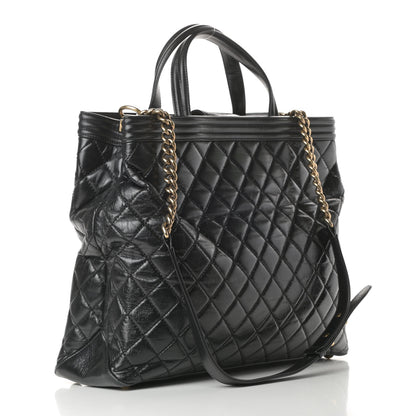 Chanel Glazed Calfskin Quilted Large Boy Tote Black 3 of 16