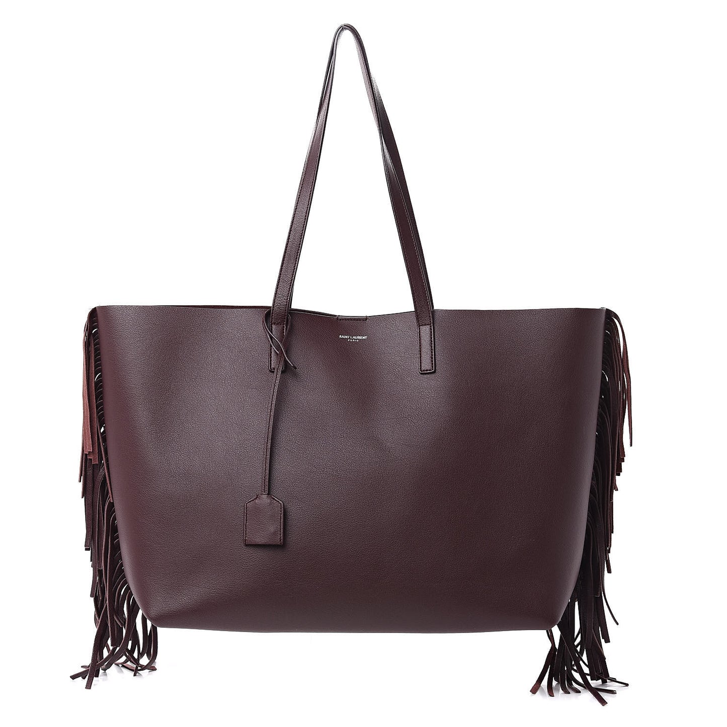 Calfskin Large Fringe Shopping Tote Amaranto