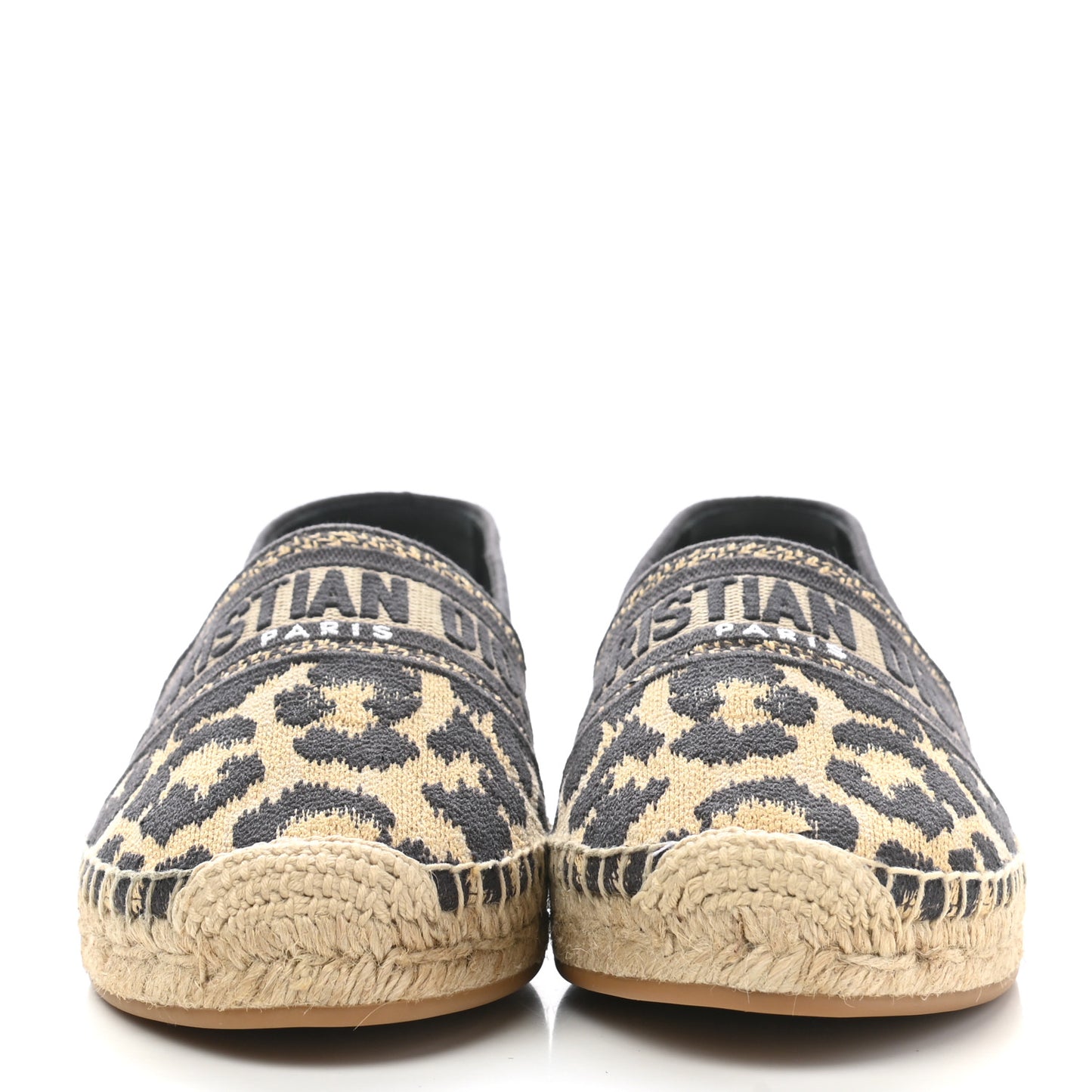 Cotton Embroidered Leopard Print Granville Espadrille 41 Natural