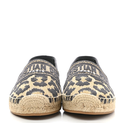 Christian Dior Cotton Embroidered Leopard Print Granville Espadrille 41 Natural 2 of 10