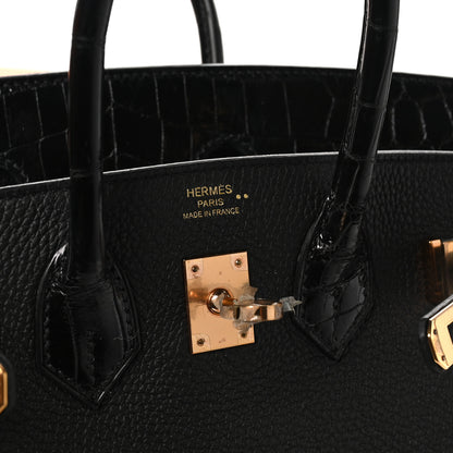 Hermes Togo Shiny Niloticus Crocodile Birkin Touch 25 Black 6 of 11