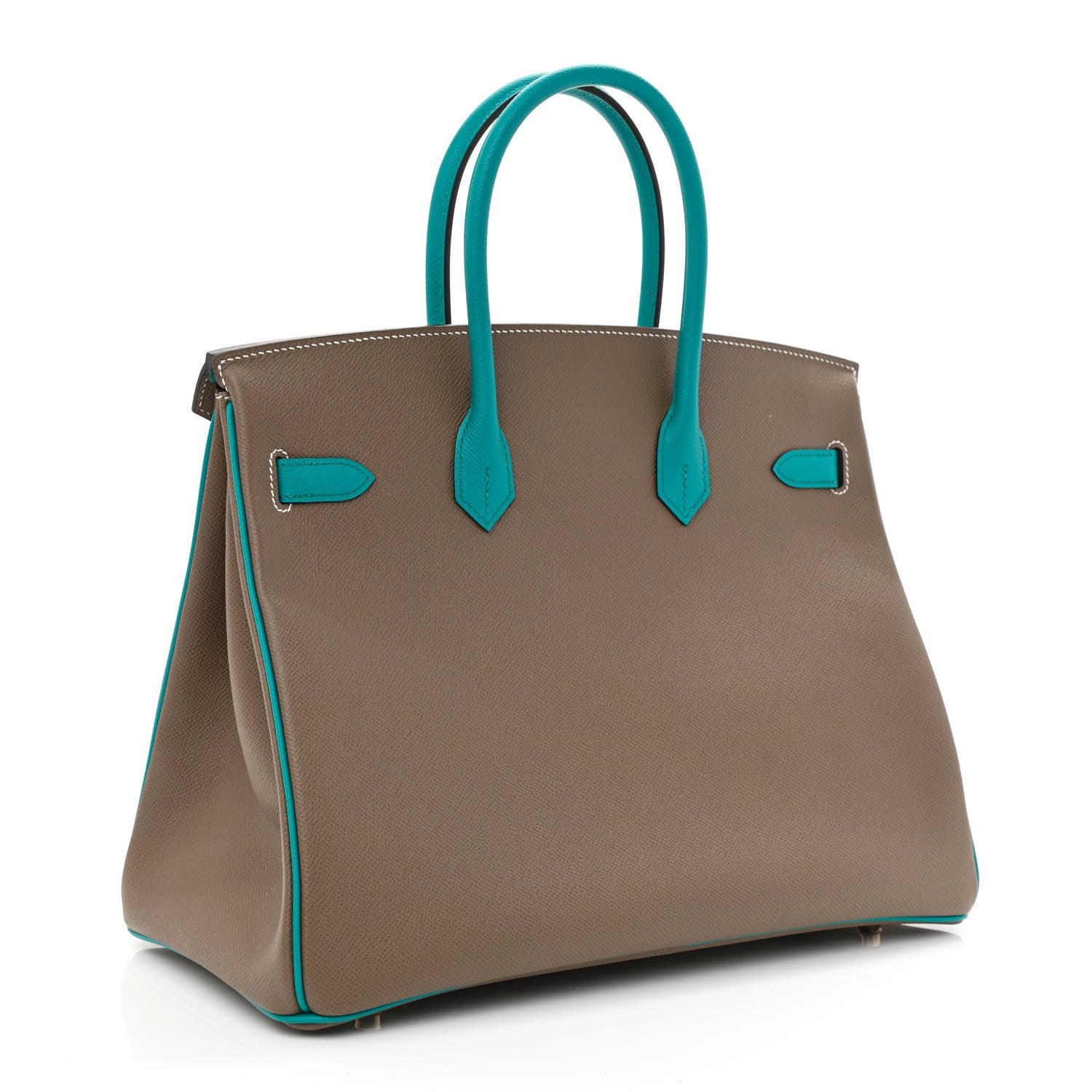 Hermes Epsom Horseshoe Birkin 35 Etoupe Bleu Paon 3 of 10
