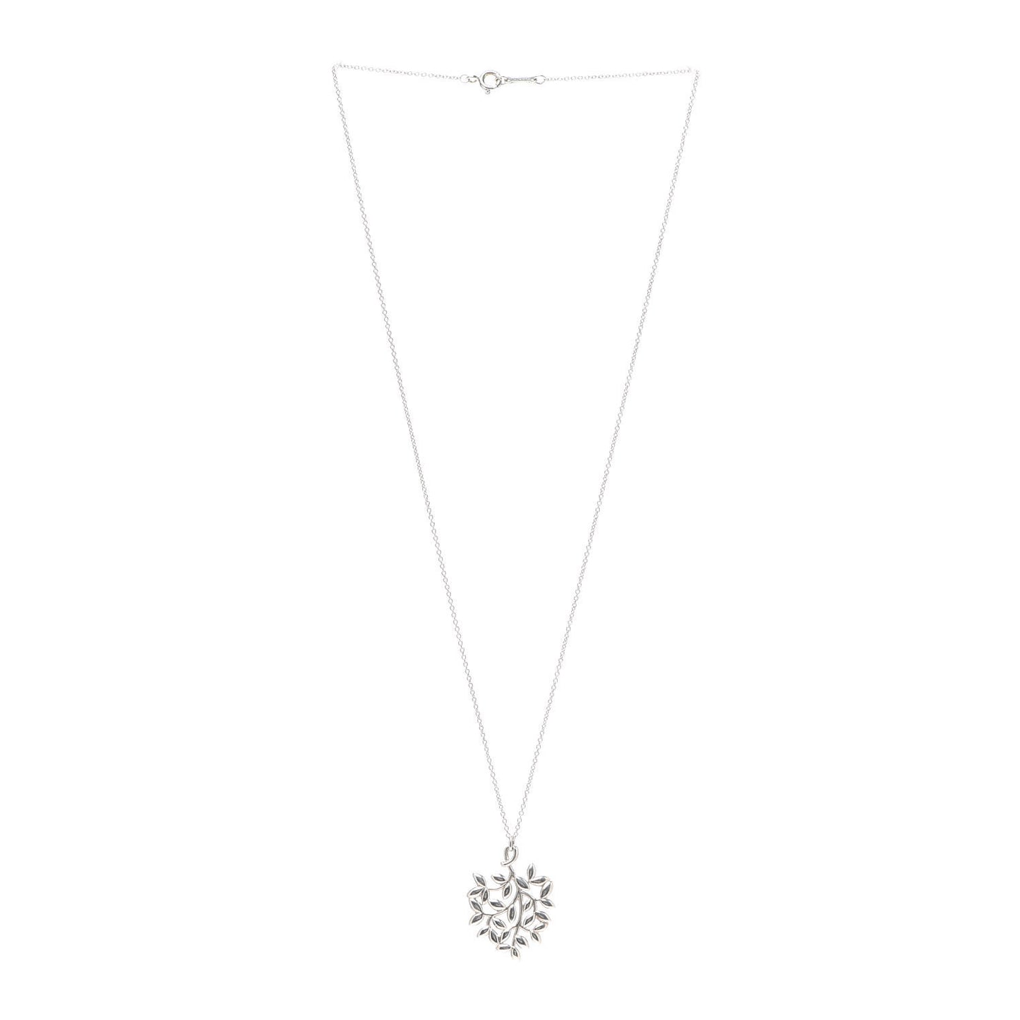 Sterling Silver Paloma Picasso Olive Leaf Heart Branch Pendant Necklace