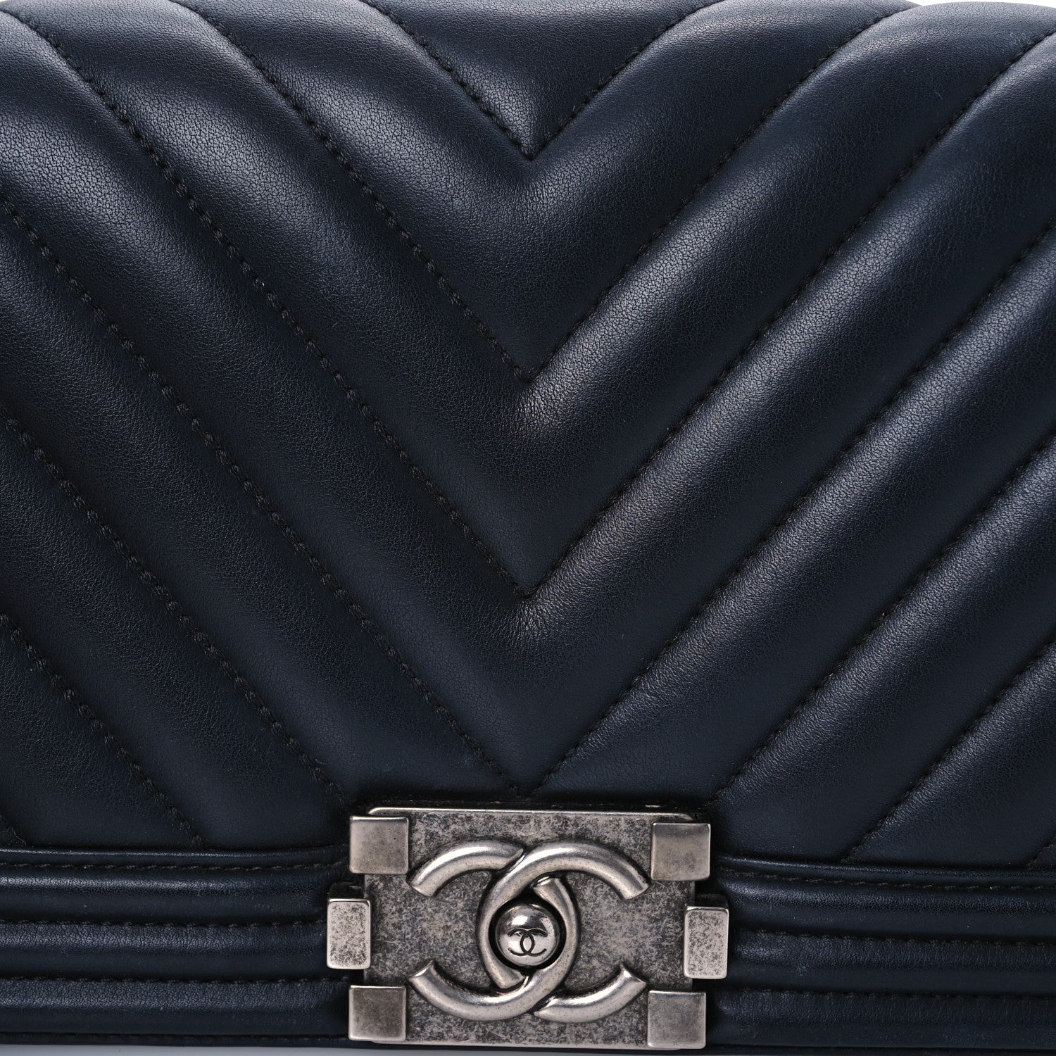 Chanel Calfskin Chevron Quilted Medium Boy Flap Black 8 of 15