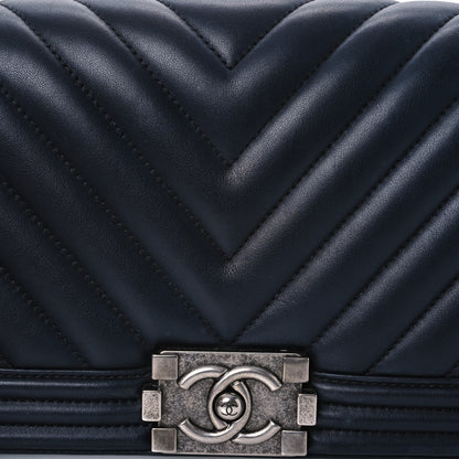 Chanel Calfskin Chevron Quilted Medium Boy Flap Black 8 of 15