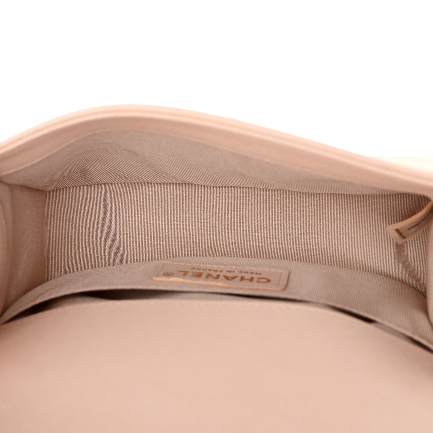 Caviar Chevron Quilted Small Boy Flap Beige