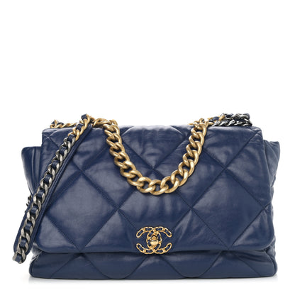 Chanel Goatskin Quilted Maxi Chanel 19 Flap Blue 1 of 10