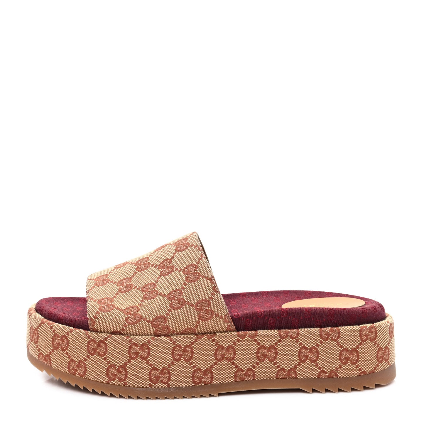 Canvas GG Monogram Angelina Platform Slide Sandals 40 Beige Ruggine