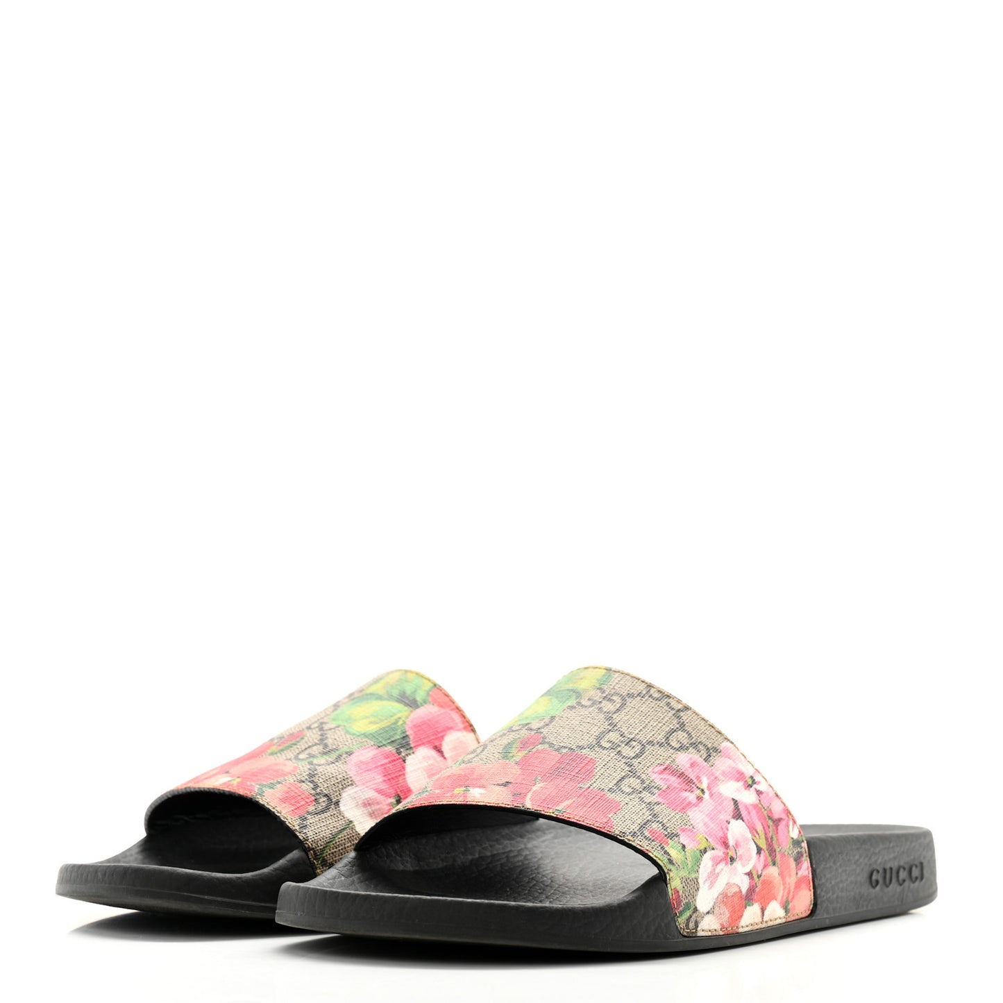 GG Supreme Monogram Blooms Slide Sandals 39 Beige Multicolor