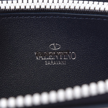 Valentino Garavani Vitello Colorblock Free Rockstud Zip Around Wallet Marine White 6 of 8