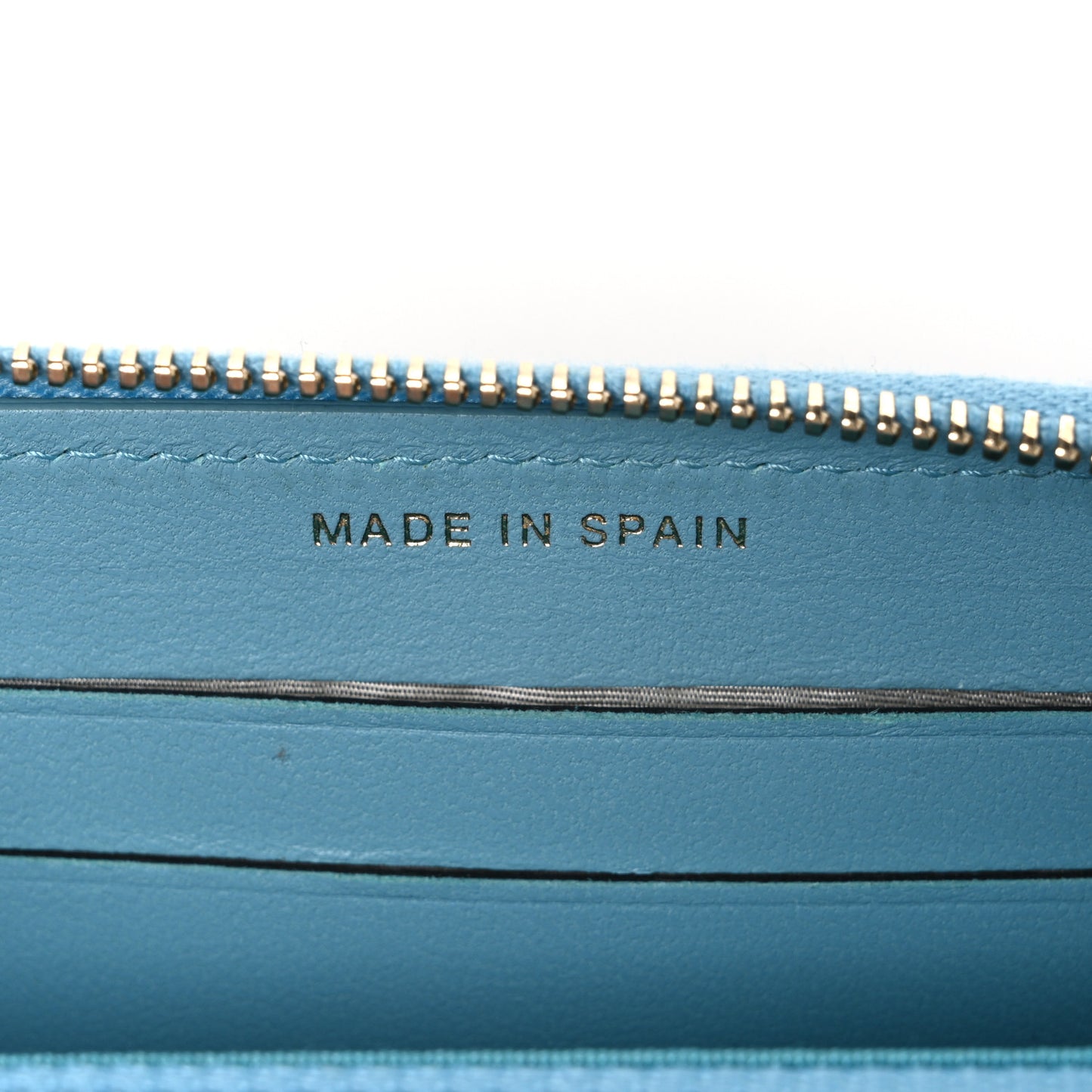 Lambskin Quilted Medium Zip Around Wallet Blue