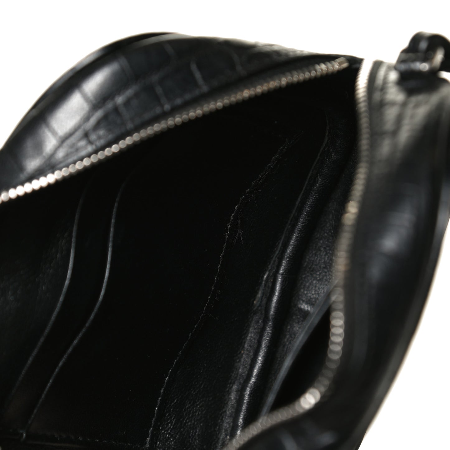 Calfskin Crocodile Embossed Monogram Blogger Bag Black