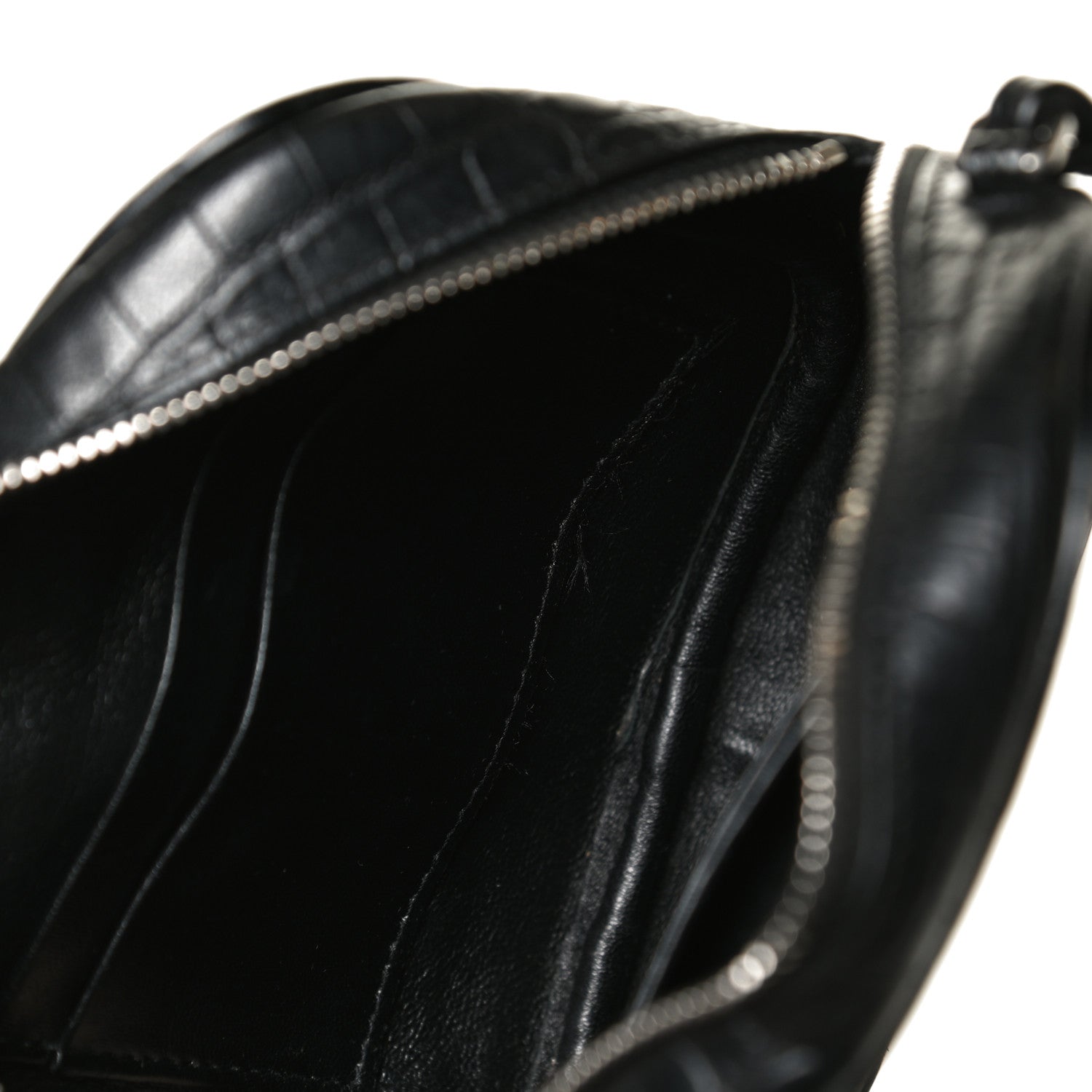Saint Laurent Calfskin Crocodile Embossed Monogram Blogger Bag Black 7 of 10