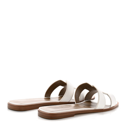 Hermes Box Calfskin Oran Sandals 40.5 White 5 of 10