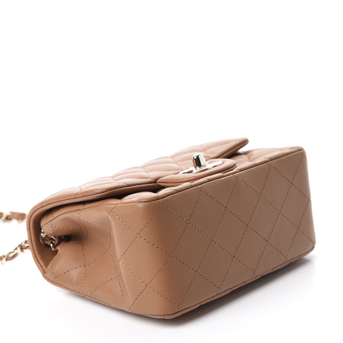 Lambskin Quilted Mini Square Flap Brown