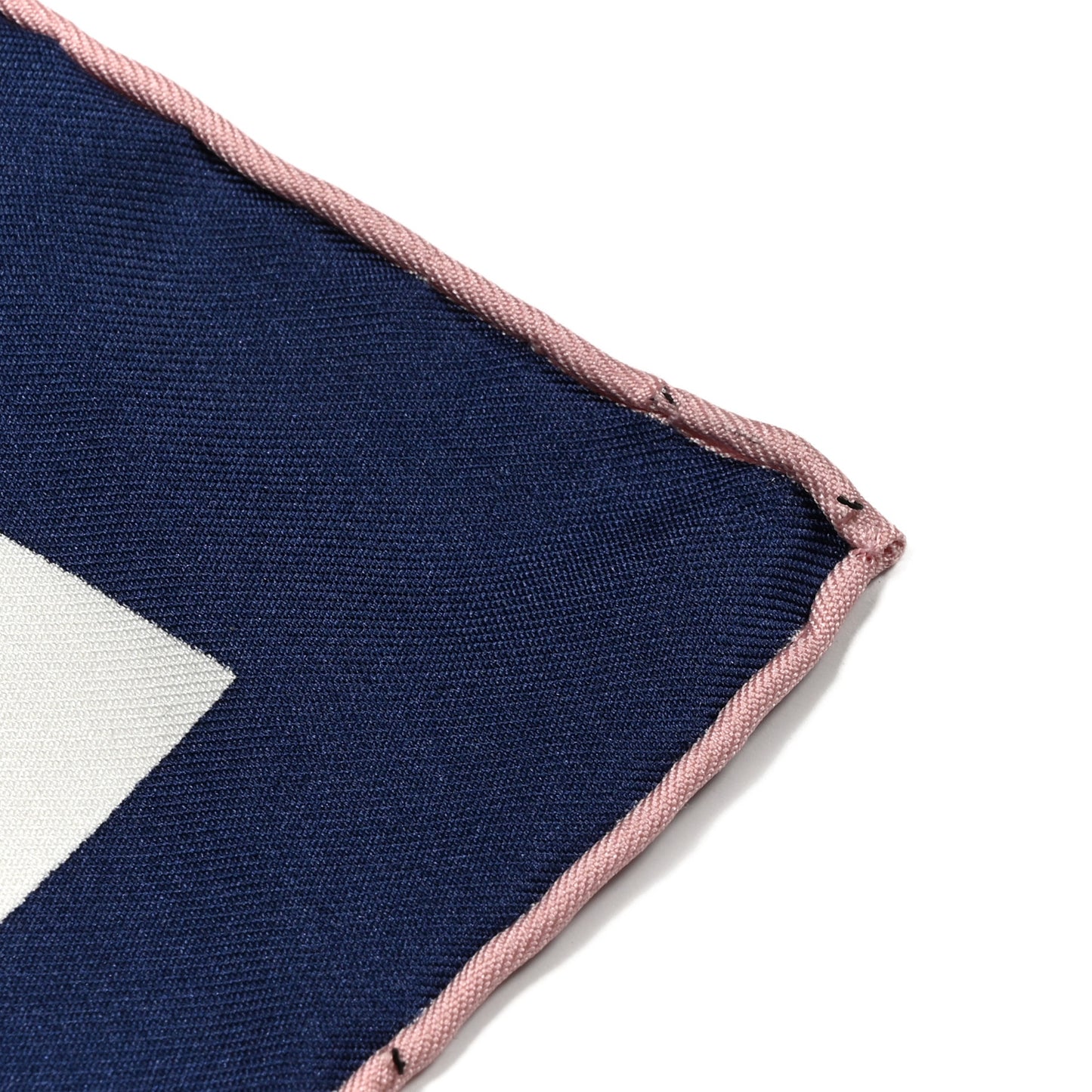 Silk CC Square Scarf Navy Blue Light Pink