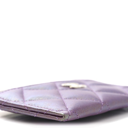 Chanel Iridescent Lambskin Quilted Card Holder Purple 9 of 11