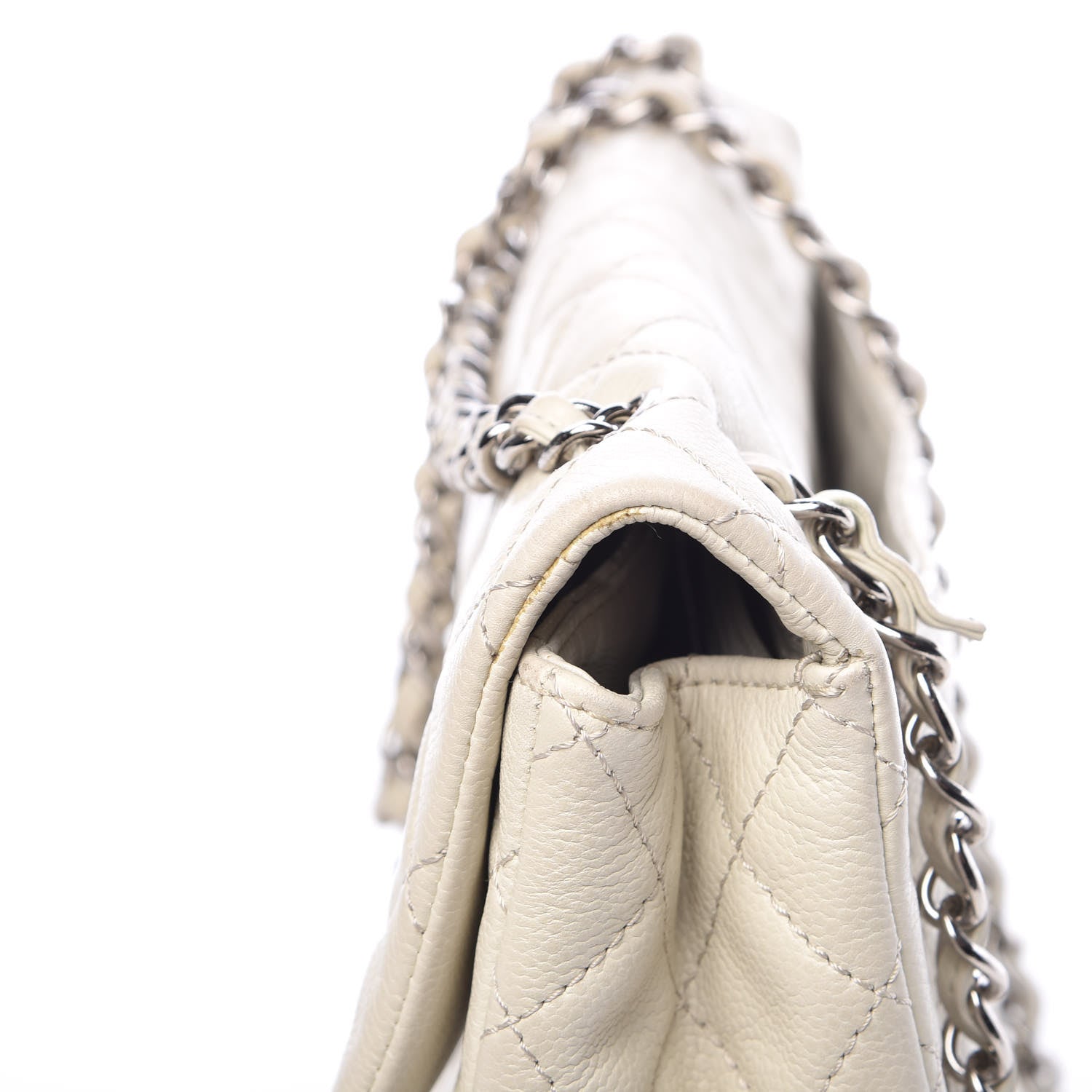 Chanel Caviar Quilted Maxi Single Flap White 16 of 21