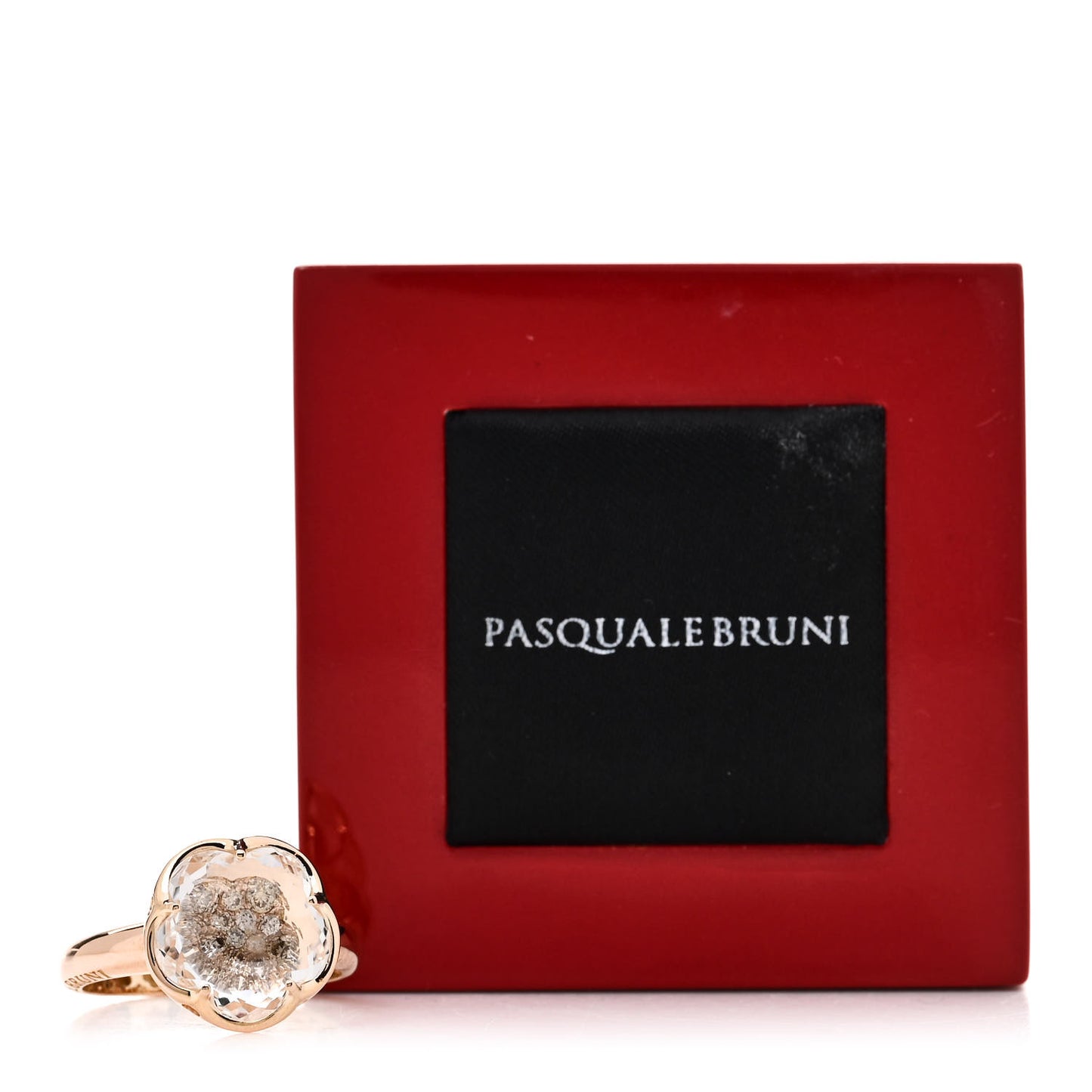 18K Rose Gold Diamond Rock Crystal Bon Ton Ring 55 7.25
