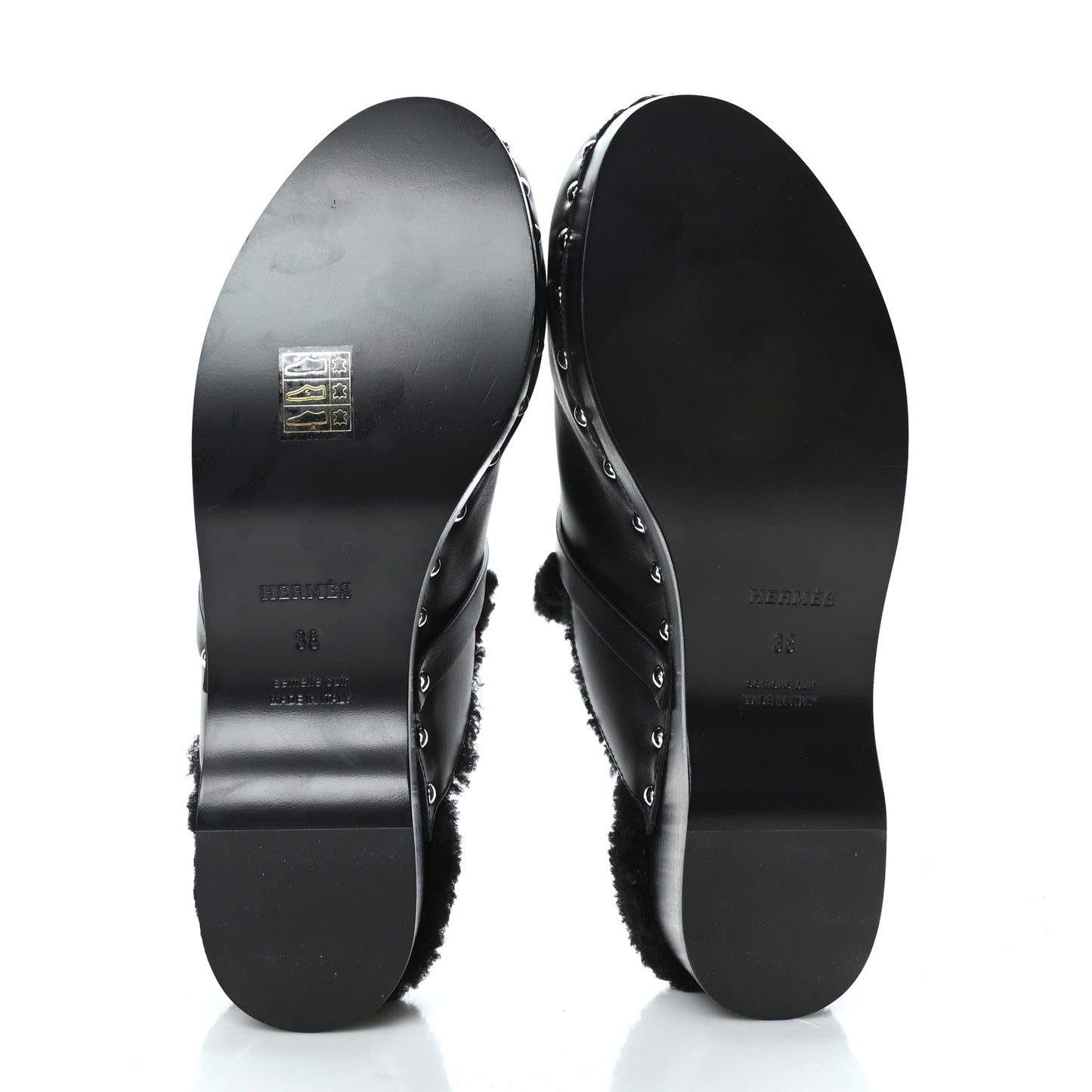 Calfskin Woolskin Carlotta Mules 38 Black