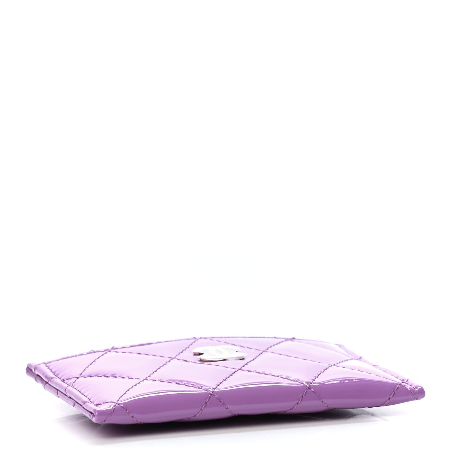 Patent Quilted Card Holder Purple