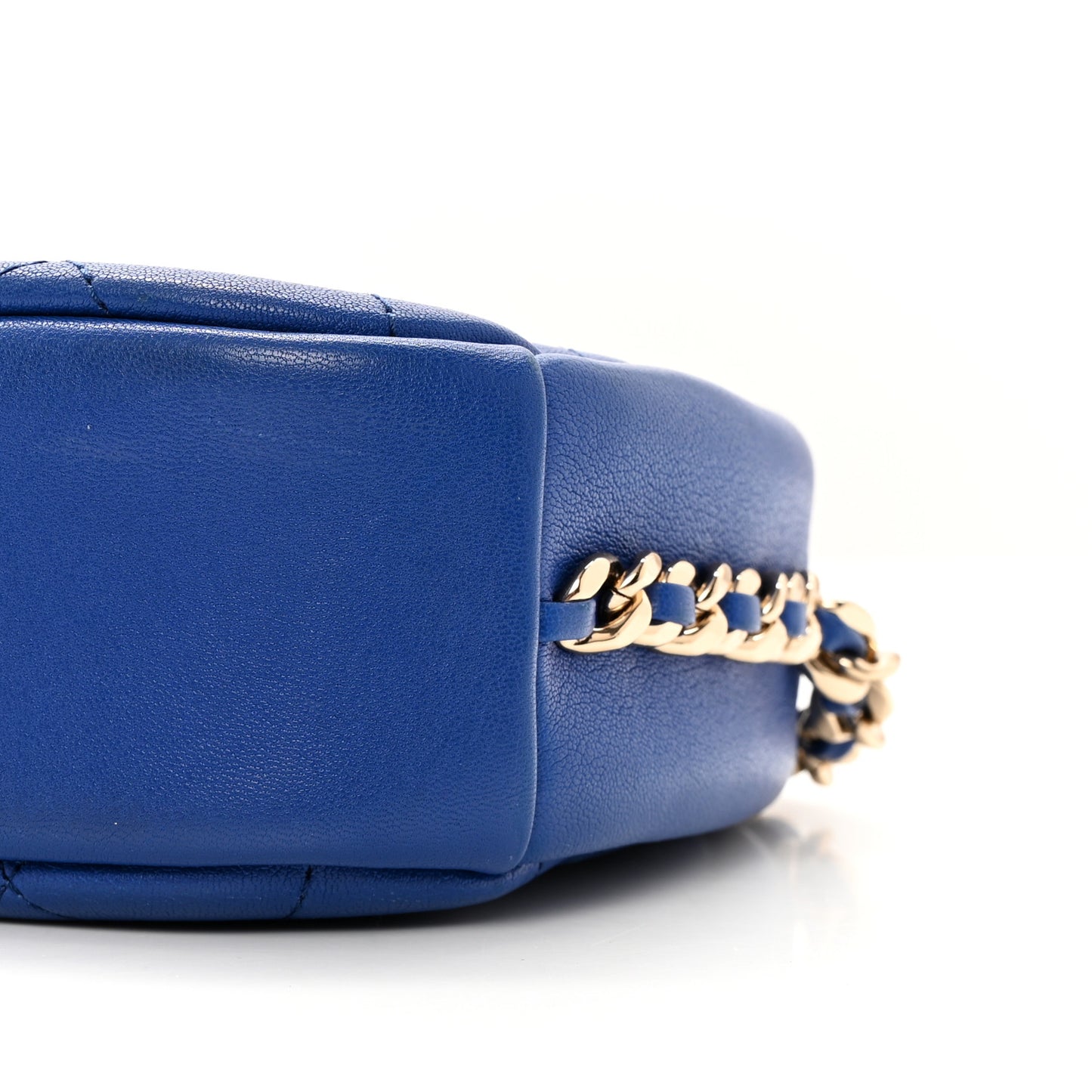 Goatskin Quilted Small Casual Trip Camera Case Blue