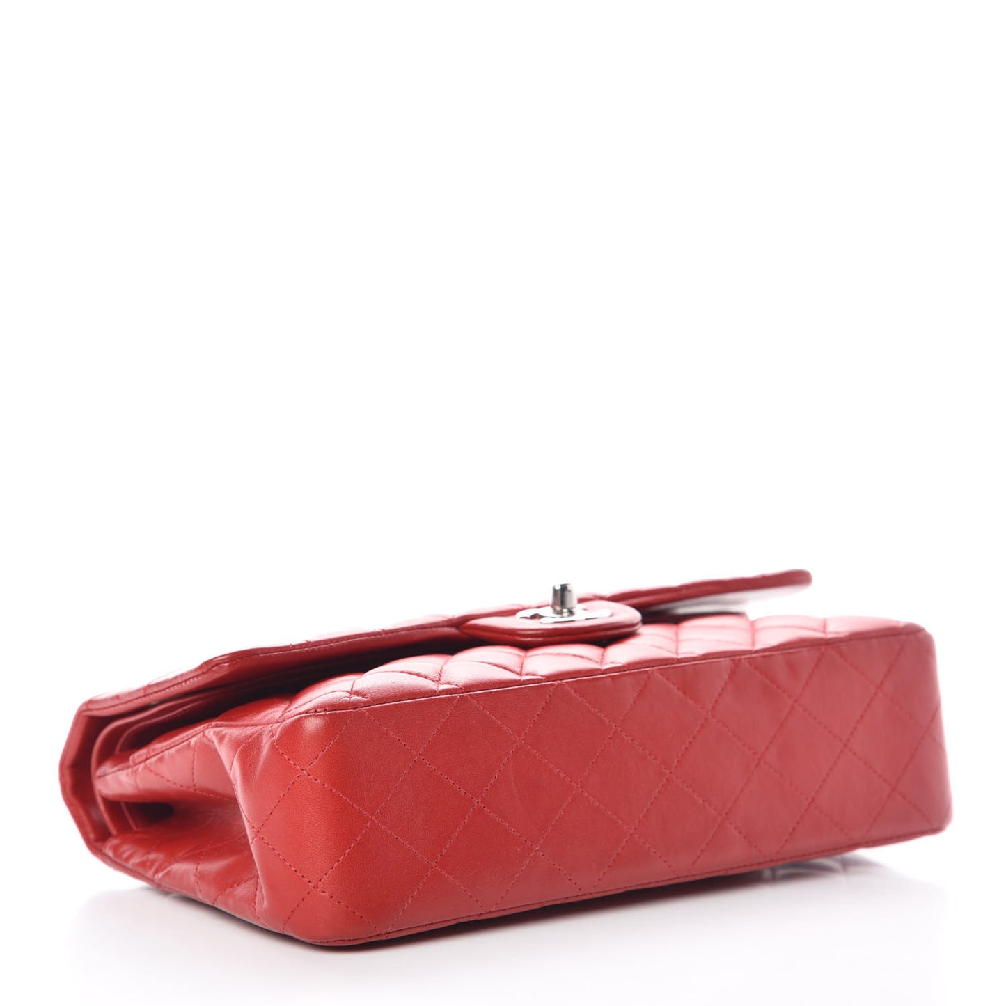 Lambskin Quilted Medium Double Flap Red