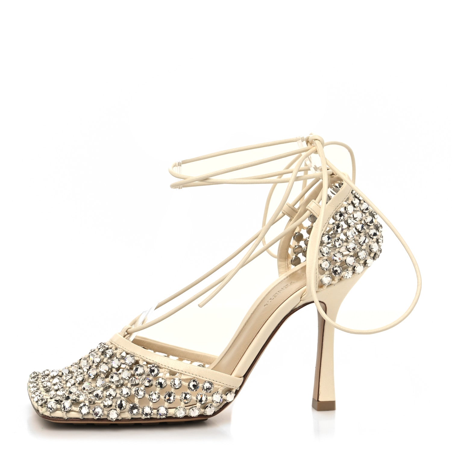 Bottega Veneta Mesh Nappa Crystal Embellished Sparkle Stretch Ankle Tie Sandals 36.5 Toile 1 of 10