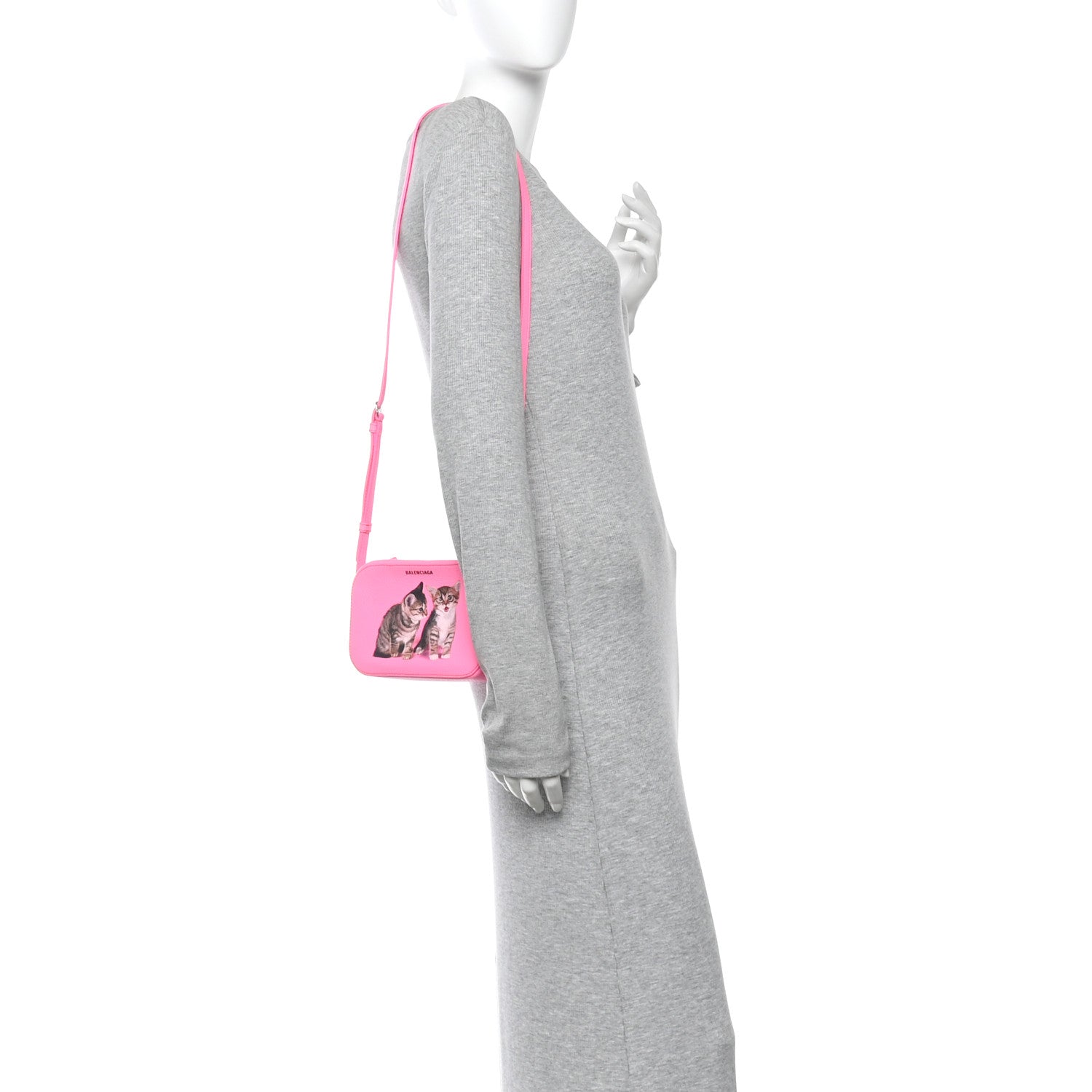 Balenciaga Calfskin Kittens Logo XS Everyday Camera Bag Acid Pink 2 of 13