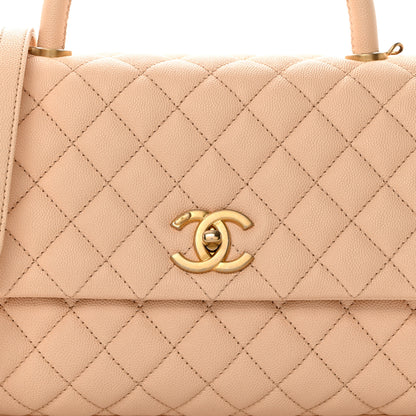 Chanel Caviar Quilted Small Coco Handle Flap Beige 8 of 10