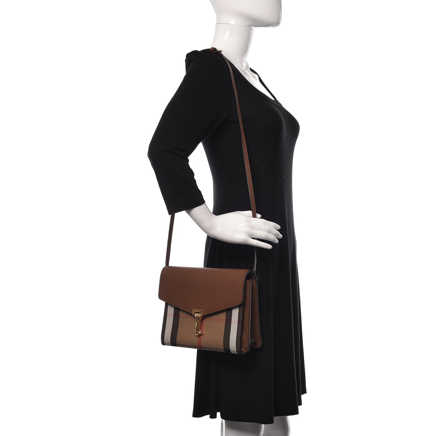 Burberry Derby Calfskin House Check Small Macken Crossbody Bag Tan 2 of 10