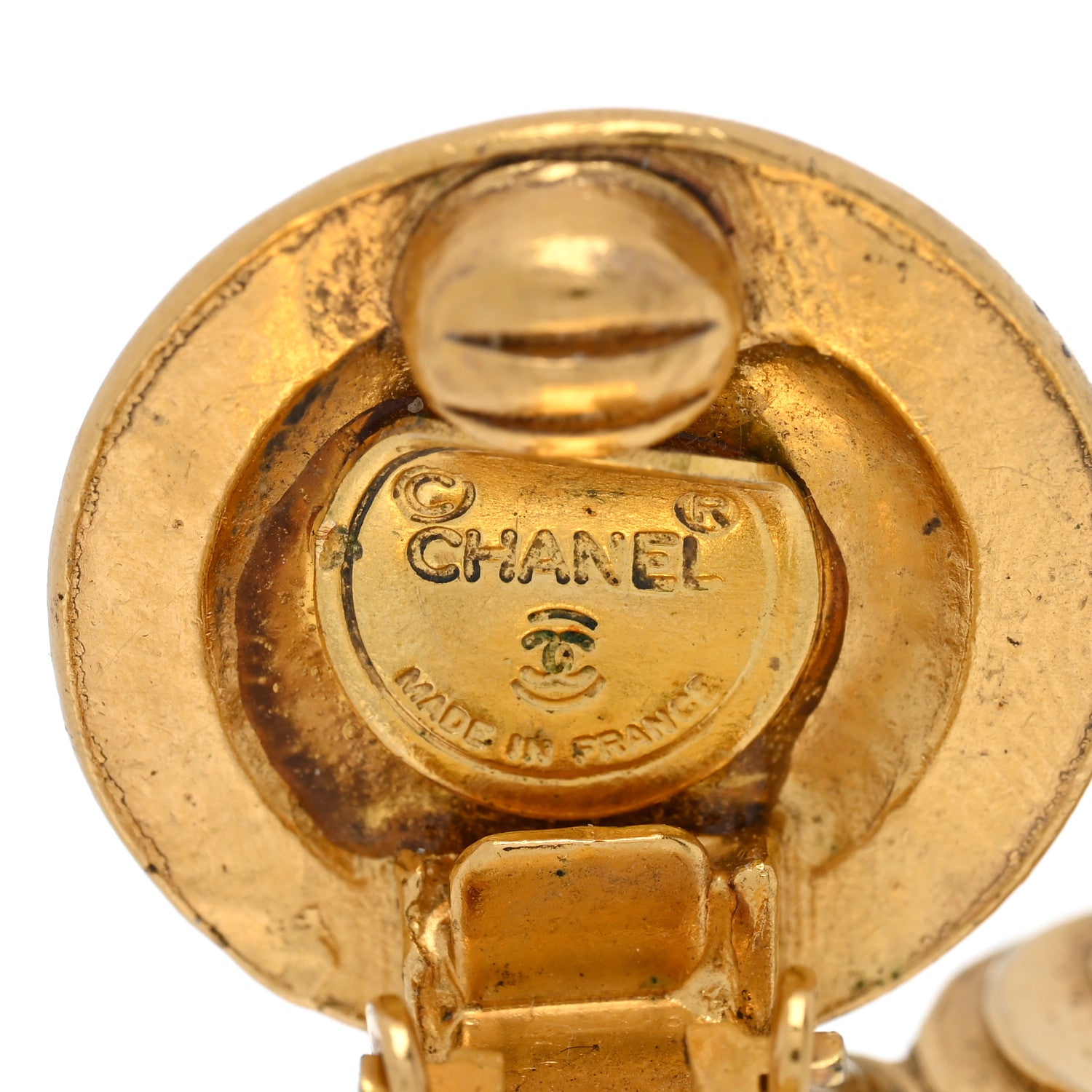 Chanel Metal CC Medallion Clip On Earrings Gold 4 of 4
