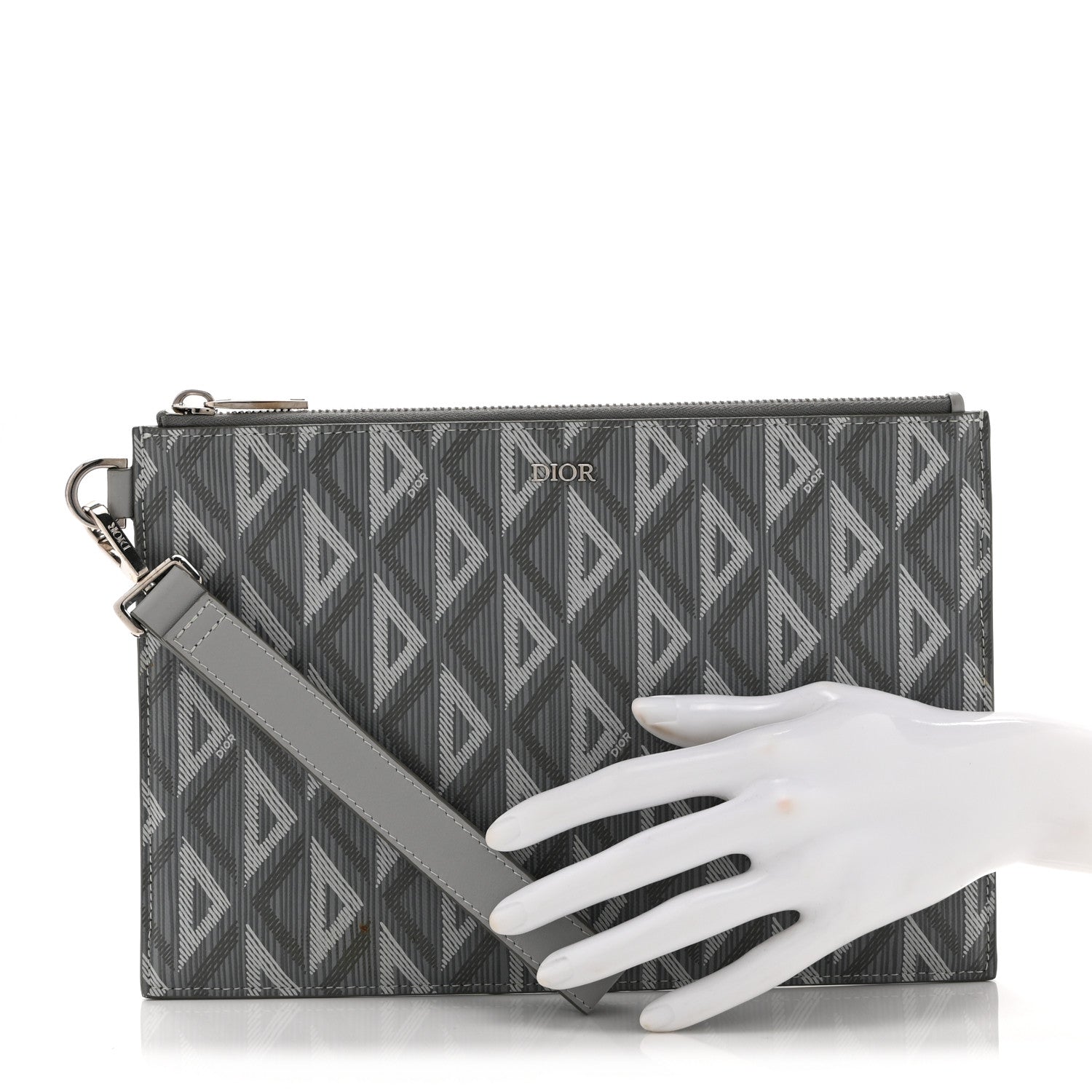 Christian Dior Coated Canvas CD Diamond Pouch Grey 1971193