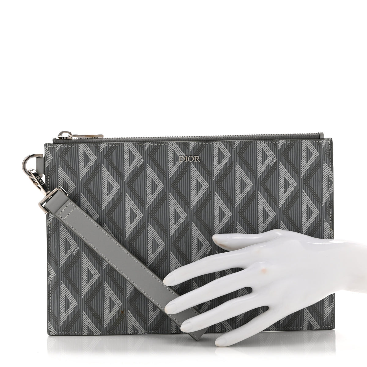 Coated Canvas CD Diamond Pouch Grey