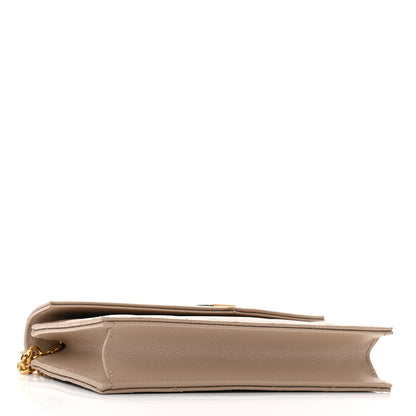 Saint Laurent Grain De Poudre Matelasse Chevron Monogram Envelope Chain Wallet Dark Latte 4 of 9