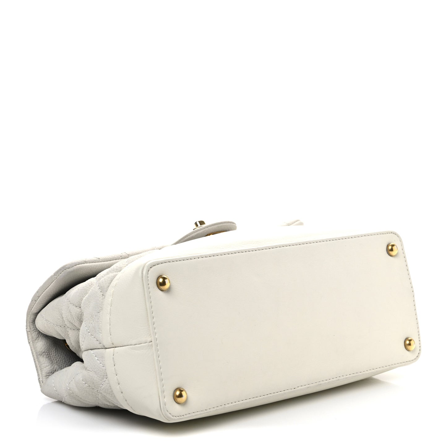 Iridescent Caviar Quilted Medium Globe Trotter Flap White